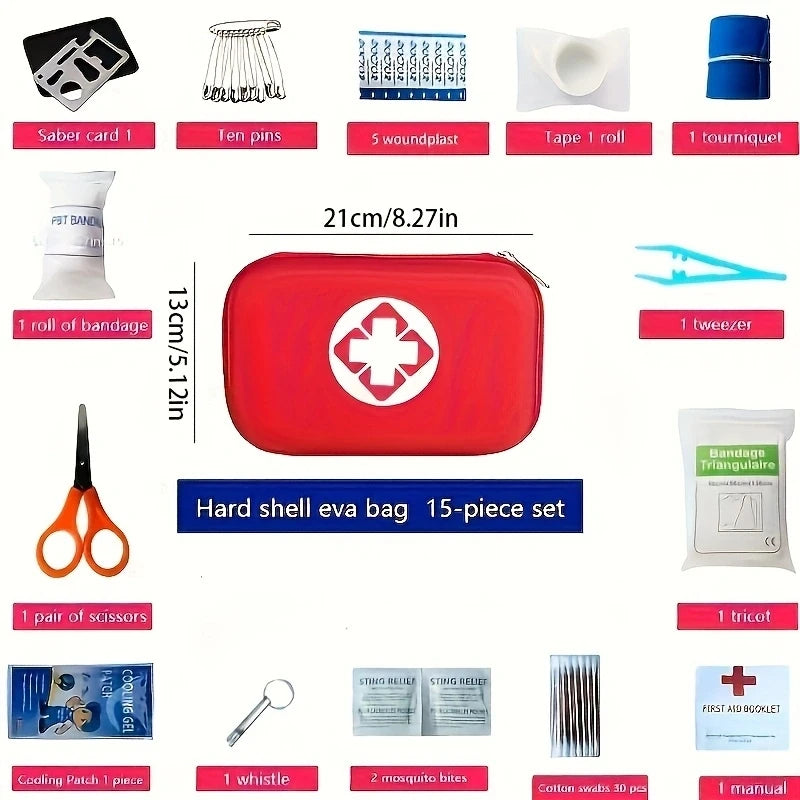 Kit de primeros auxilios de 184 piezas, suministros médicos de emergencia multiusos, bolsa médica portátil para actividades al aire libre, senderismo, camping y más.