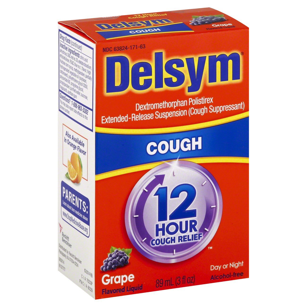 Delsym 12-Hr Cold & Cough Liquid | 30mg/5mL Grape 3 oz