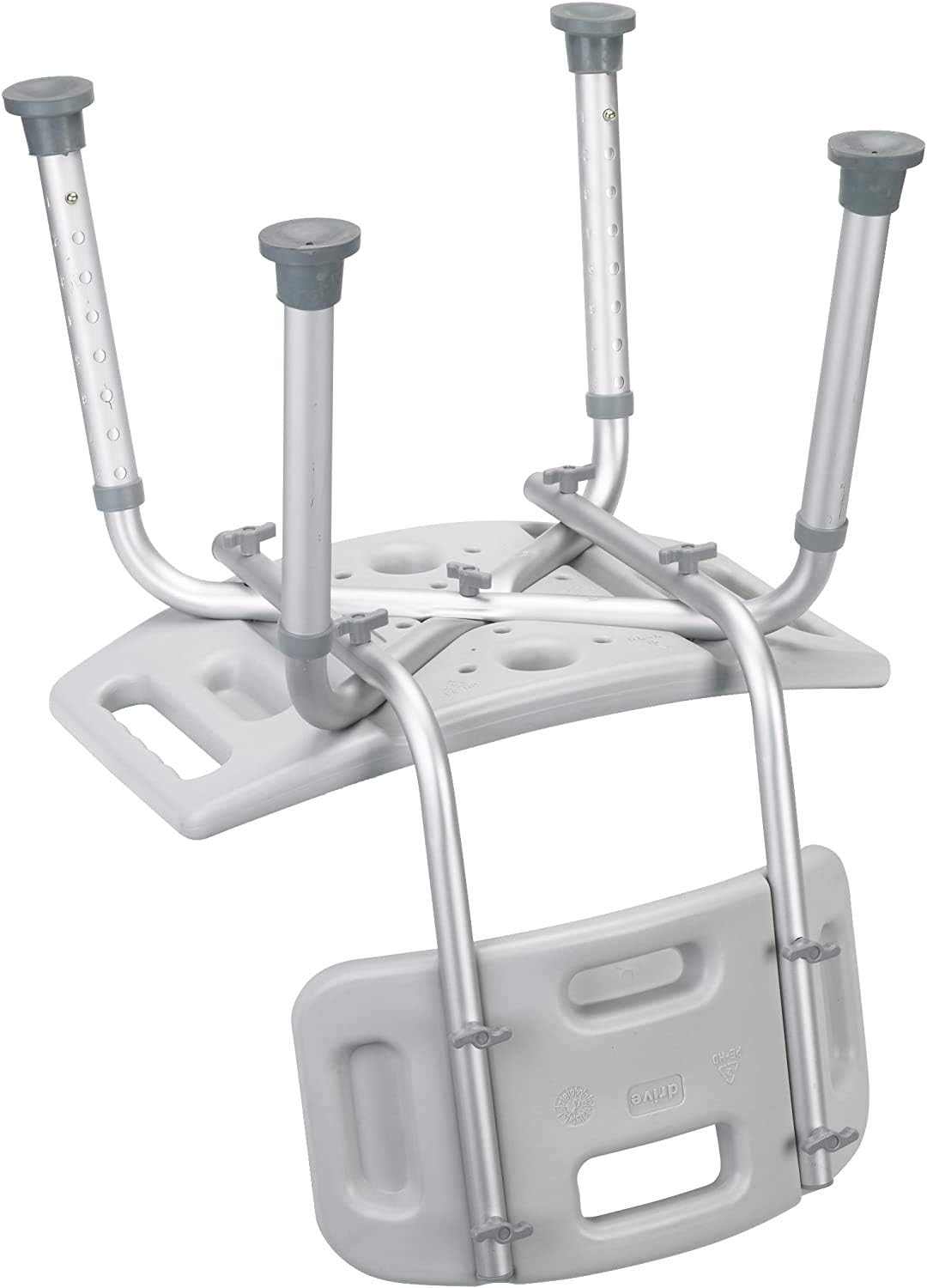 deluxe aluminum bath chair with back gray each