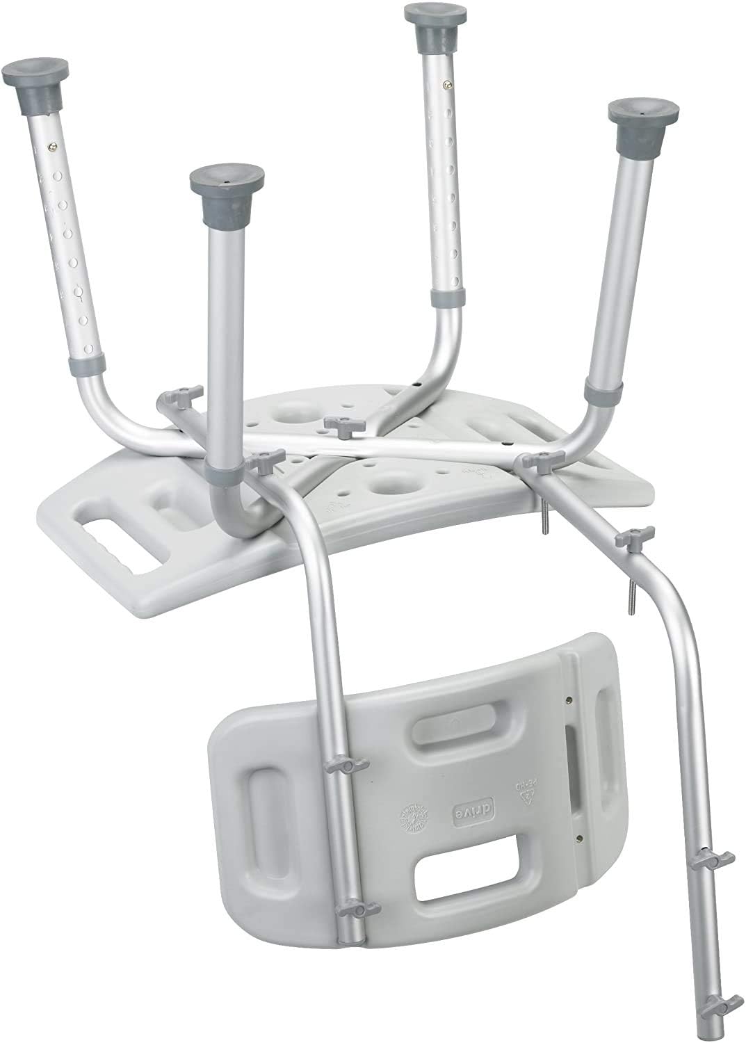 deluxe aluminum bath chair with back gray each