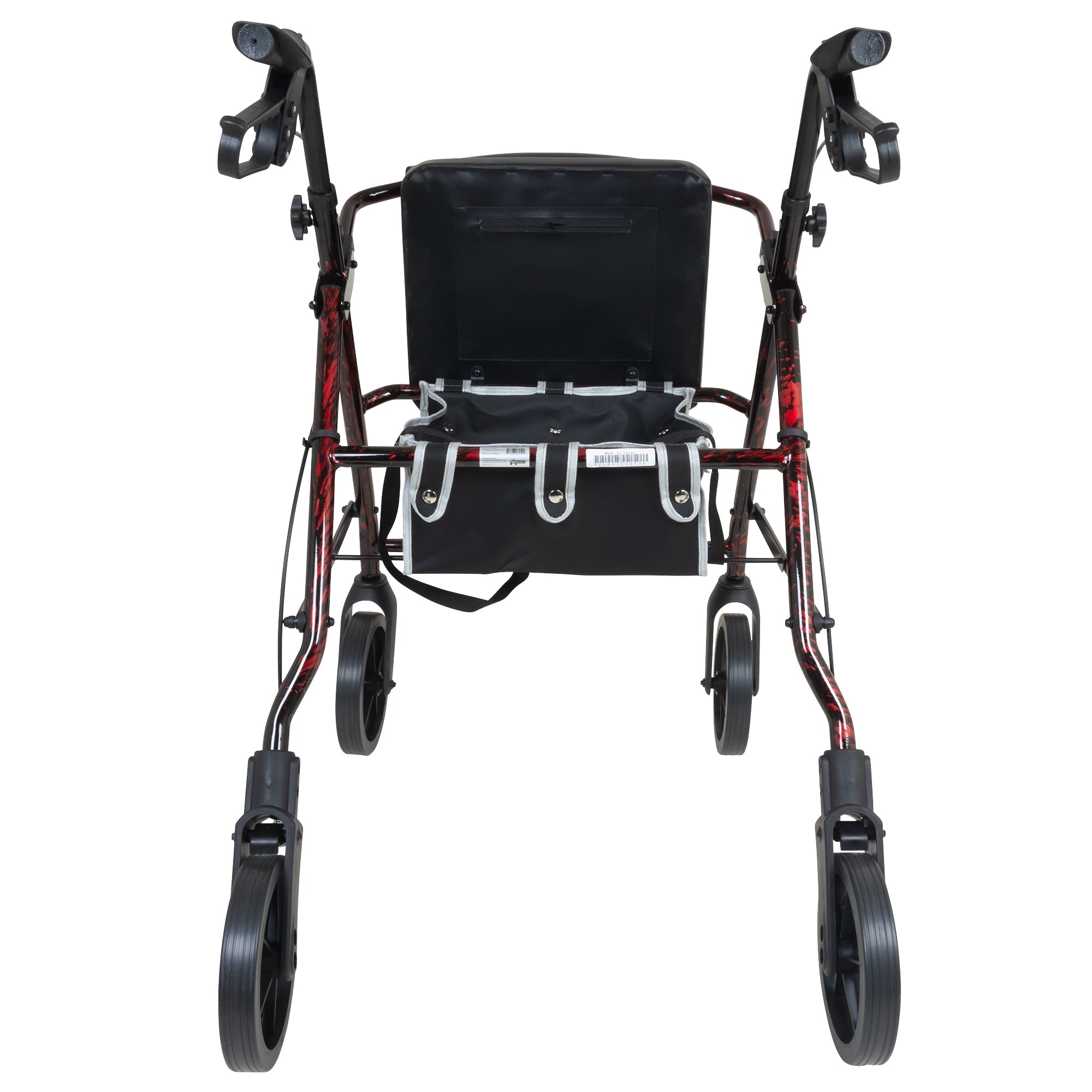 deluxe aluminum rollator burgundy flame 8 wheels