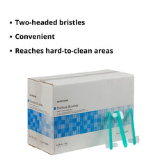 denture brush mckesson 2 sided bristle green packaging type box