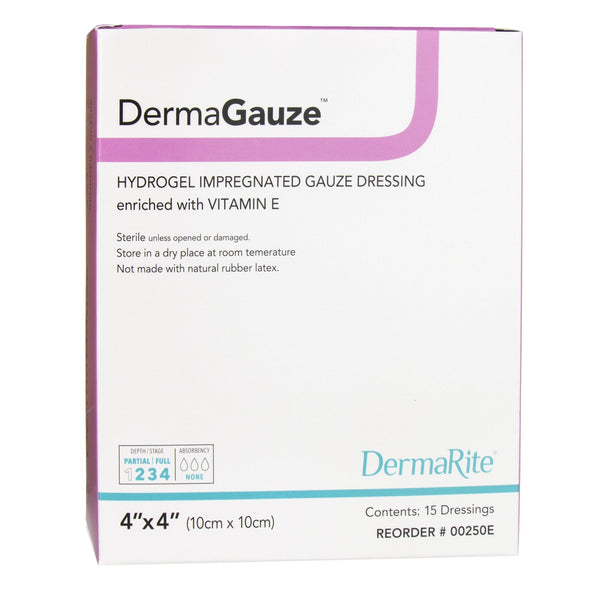 Hydrogel Wound Dressing DermaGauze Impregnated 4 X 4 Inch Sterile