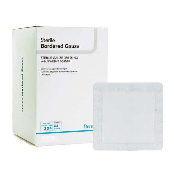 Island Dressing DermaRite Bordered Gauze 4 X 10 Inch Rectangle Sterile