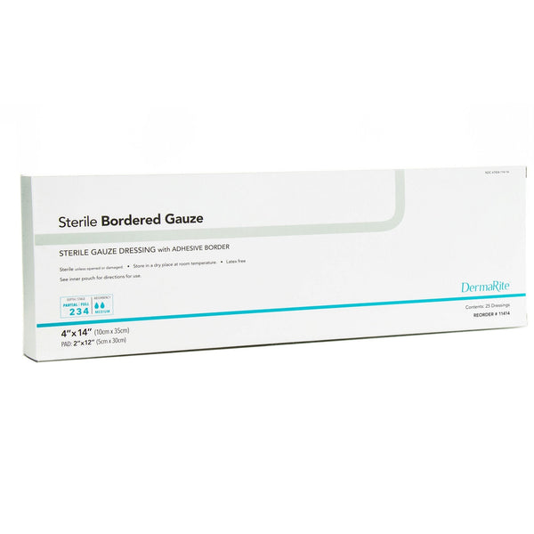 Island Dressing DermaRite Bordered Gauze 4 X 14 Inch Rectangle Sterile