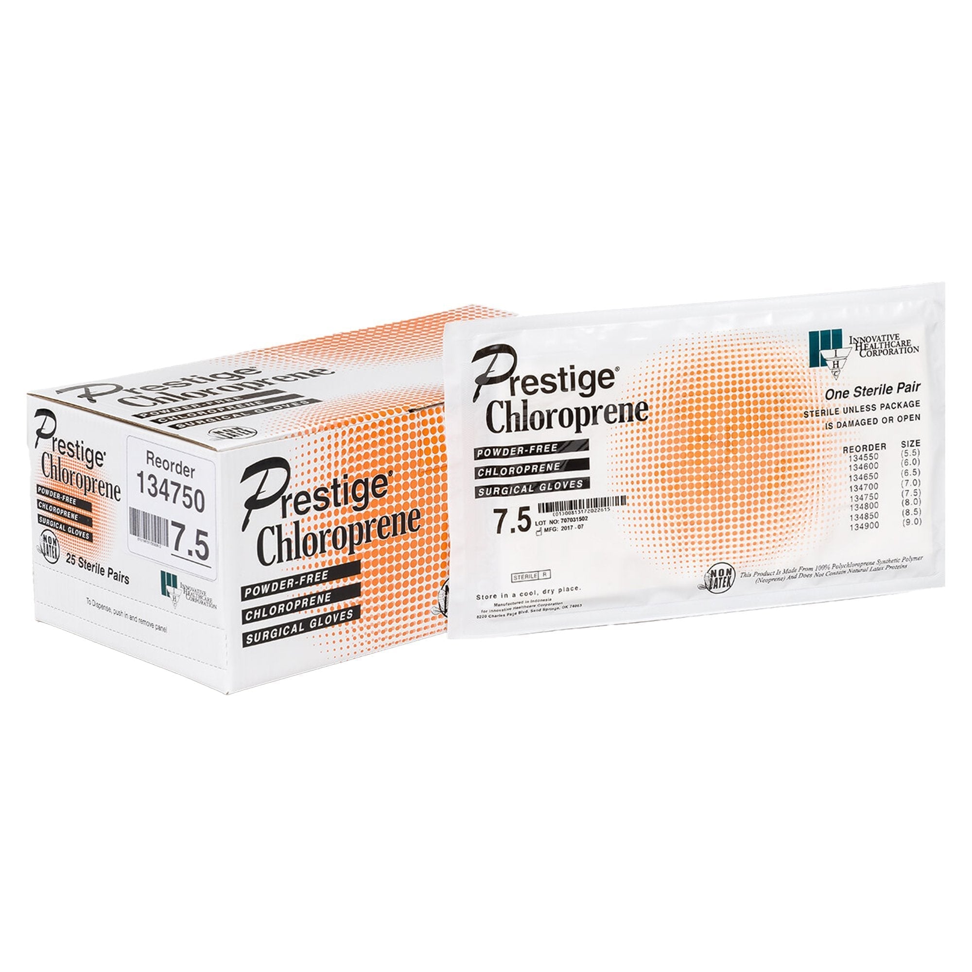 Surgical Glove DermAssist Prestige Size 7.5 Sterile Polyisoprene Standard Cuff Length Fully Textured Ivory Not Chemo Approved