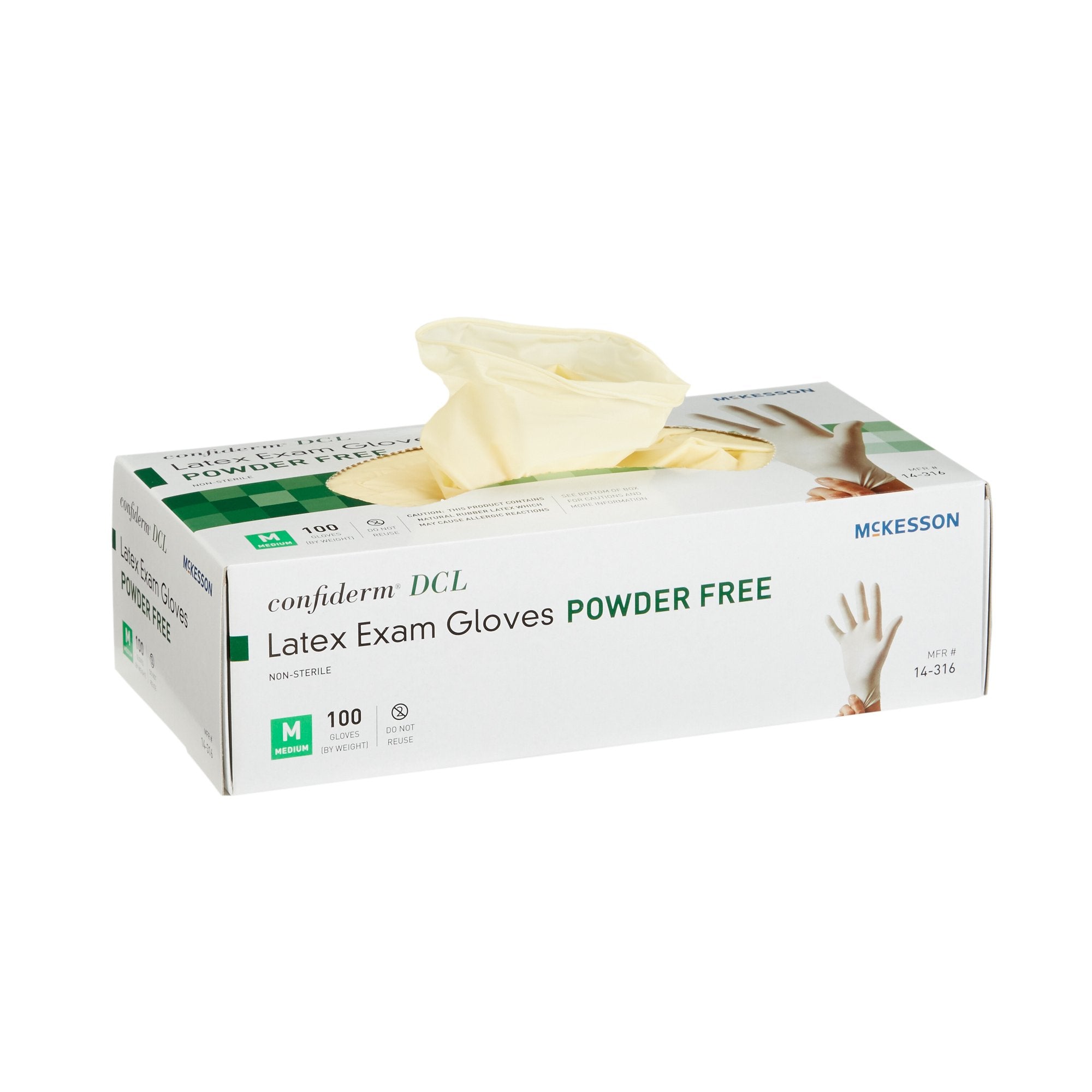 Exam Glove McKesson Confiderm® Medium NonSterile Latex Standard Cuff Length Smooth Ivory Not Rated