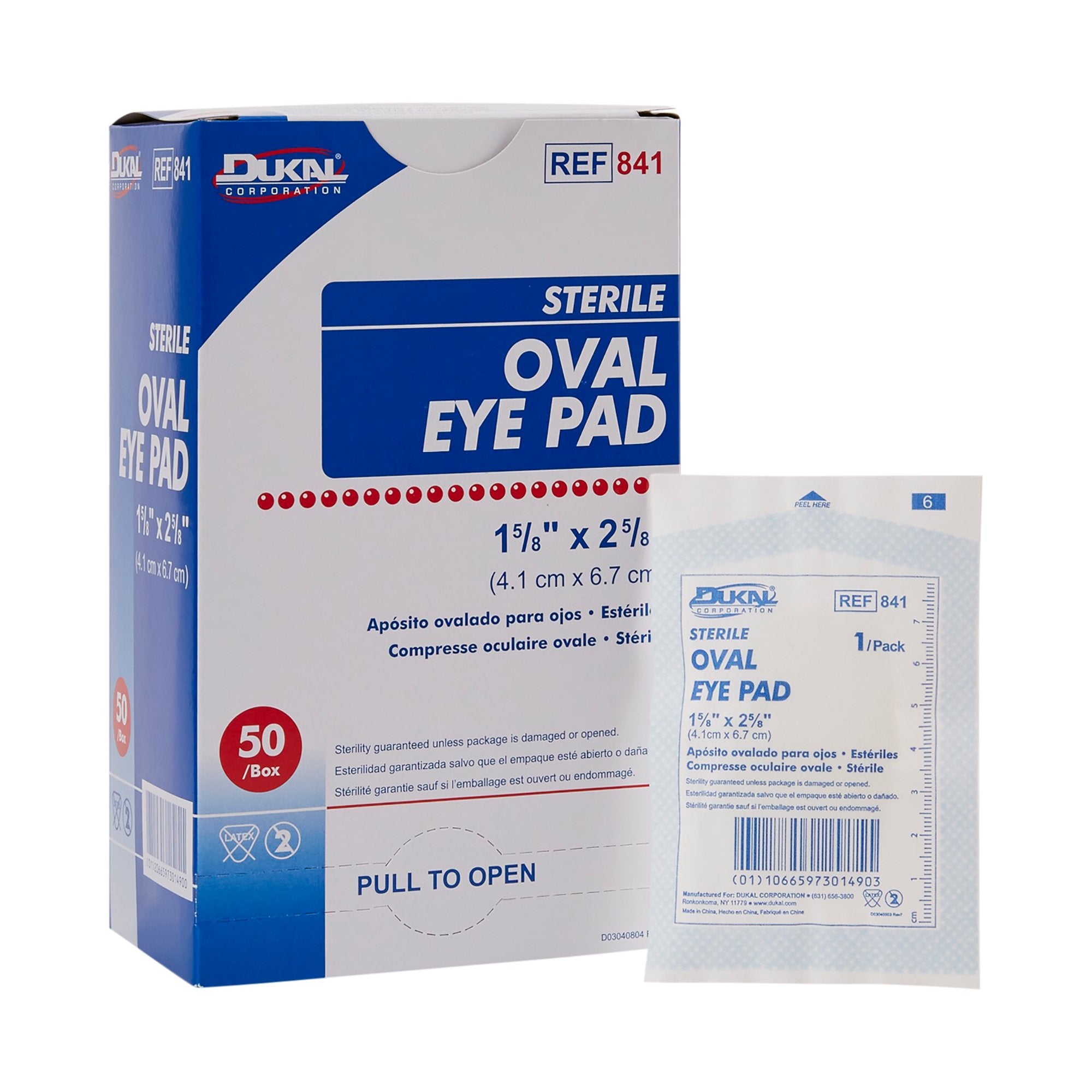 Eye Pad Dukal 1-5/8 X 2-5/8 Inch Sterile 1 per Pack