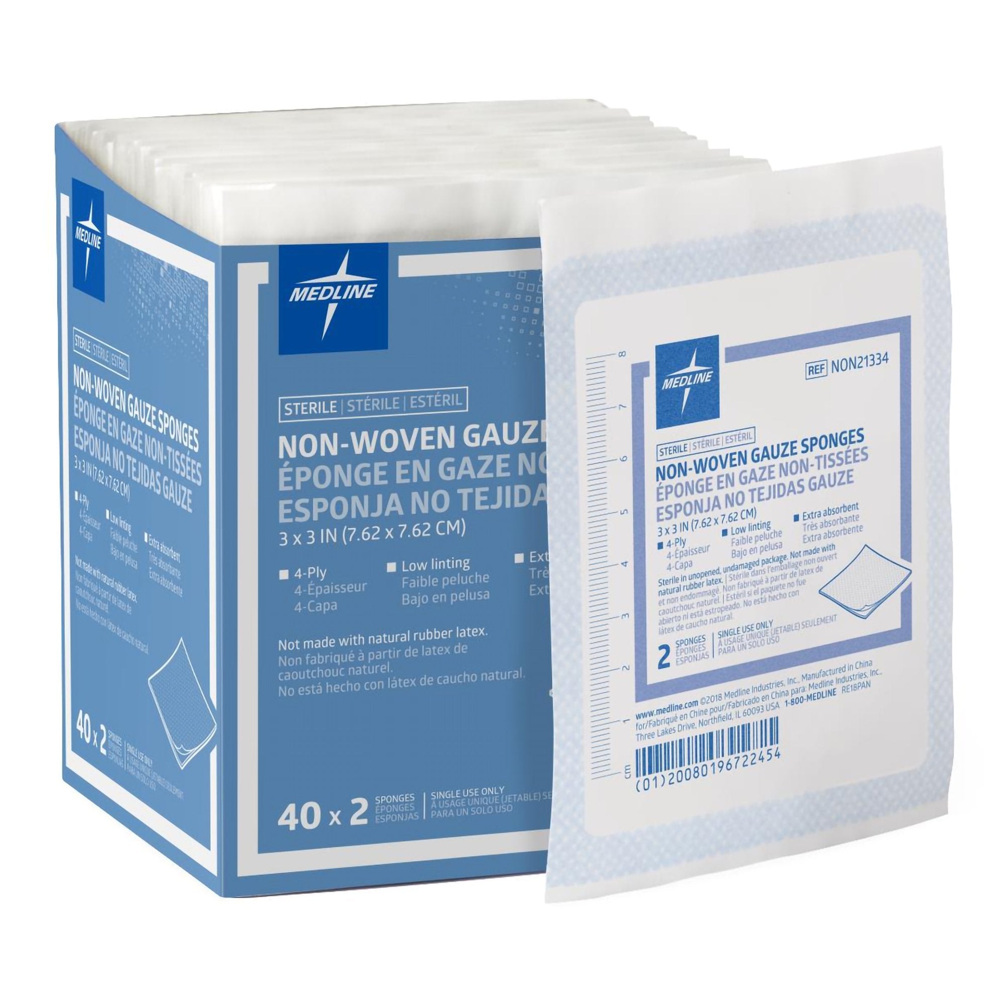 Nonwoven Sponge Avant Gauze 3 X 3 Inch 4-Ply Sterile 2 per Pack, Packaging Type- Box