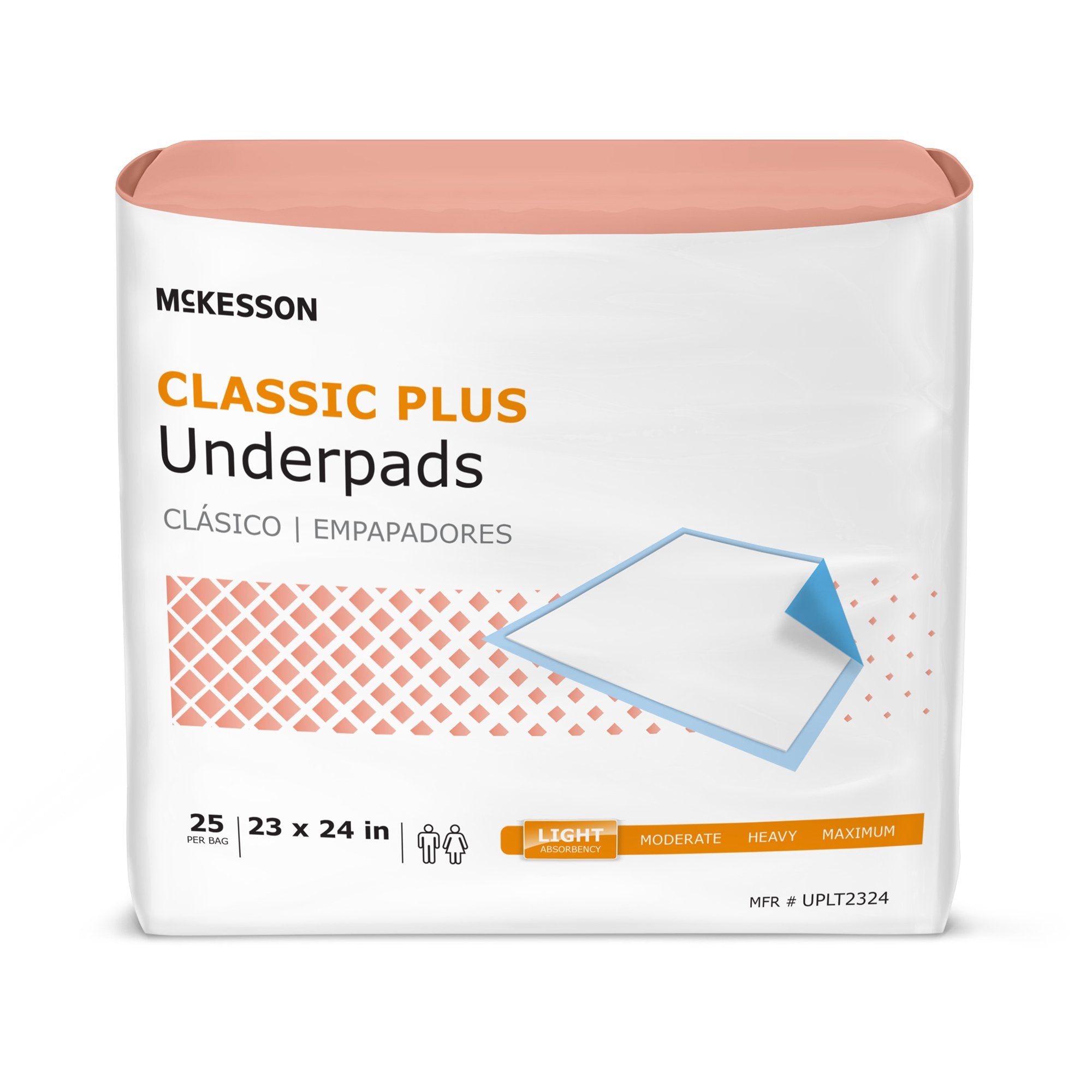 Disposable Underpad McKesson Classic Plus 23 X 24 Inch Fluff / Polymer Light Absorbency, Packaging Type- Case