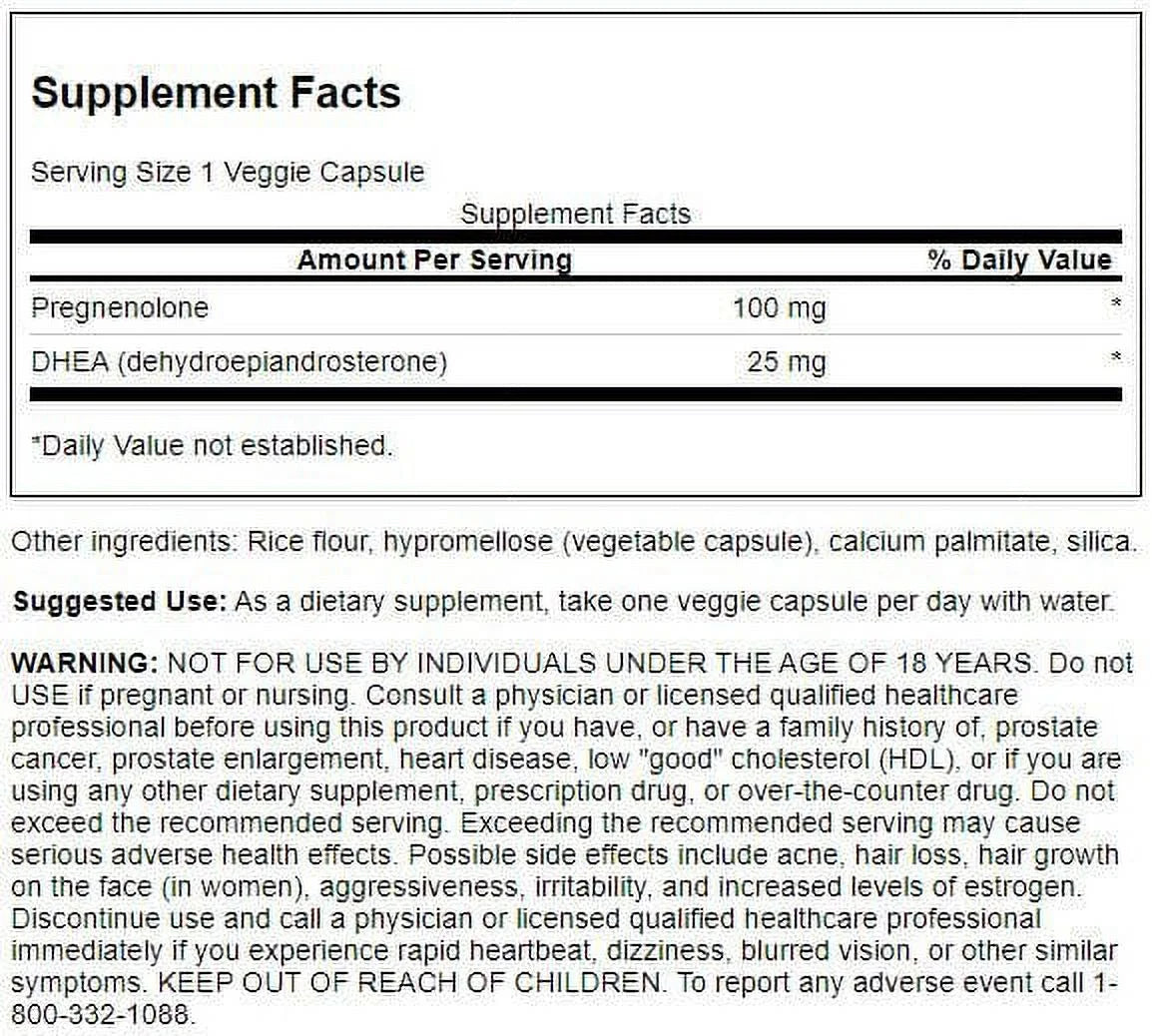 Dhea and Pregnenolone 60 Veg Caps 3 Pack