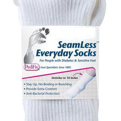 Diabetic Socks SeamLess Calf High Medium / Large White Closed Toe