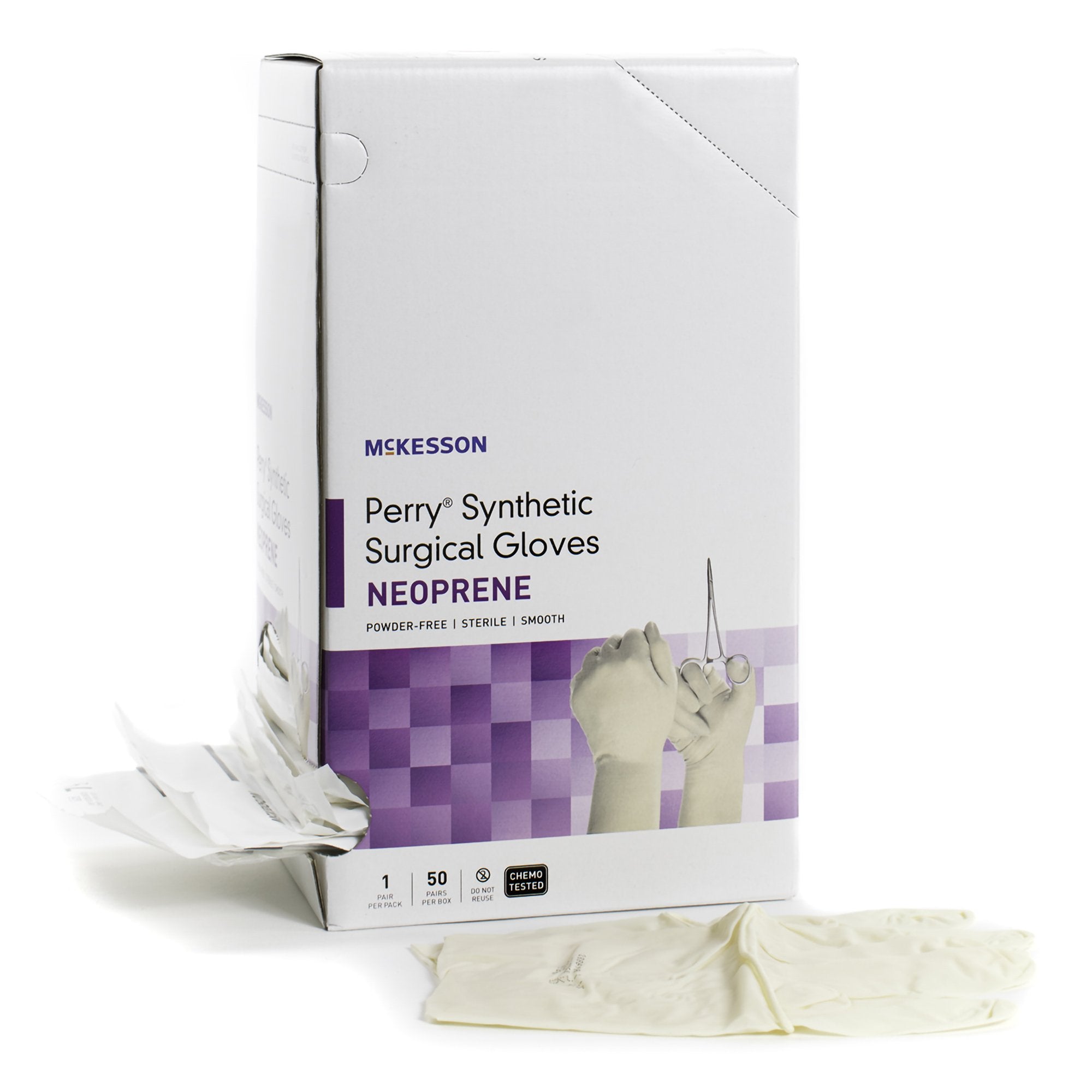 Surgical Glove McKesson Perry Synthetic Surgical Gloves Size 6.5 Sterile Polychloroprene Standard Cuff Length Smooth Cream Chemo Tested, Packaging Type- Case