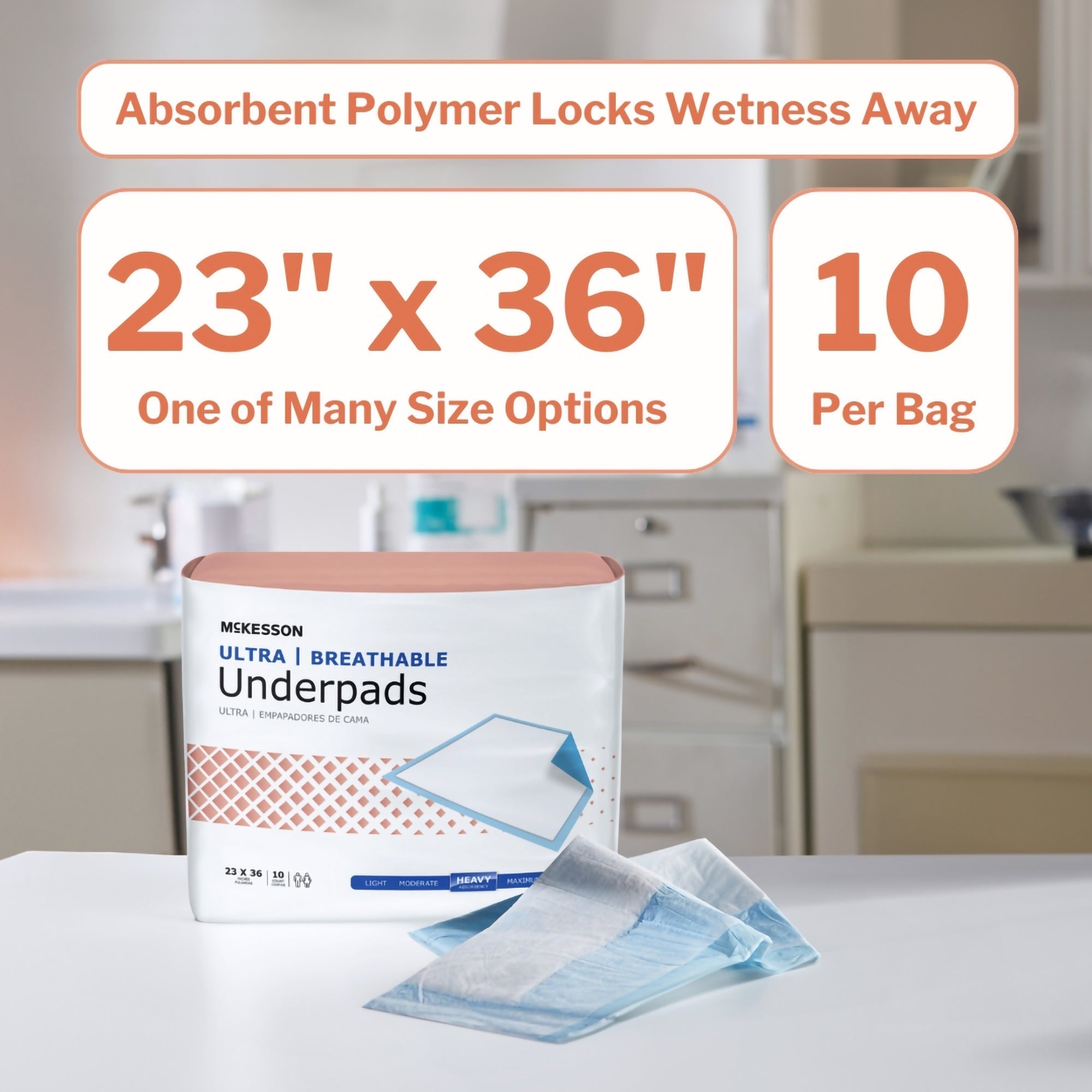 disposable underpad mckesson ultra breathable polymer heavy absorbency