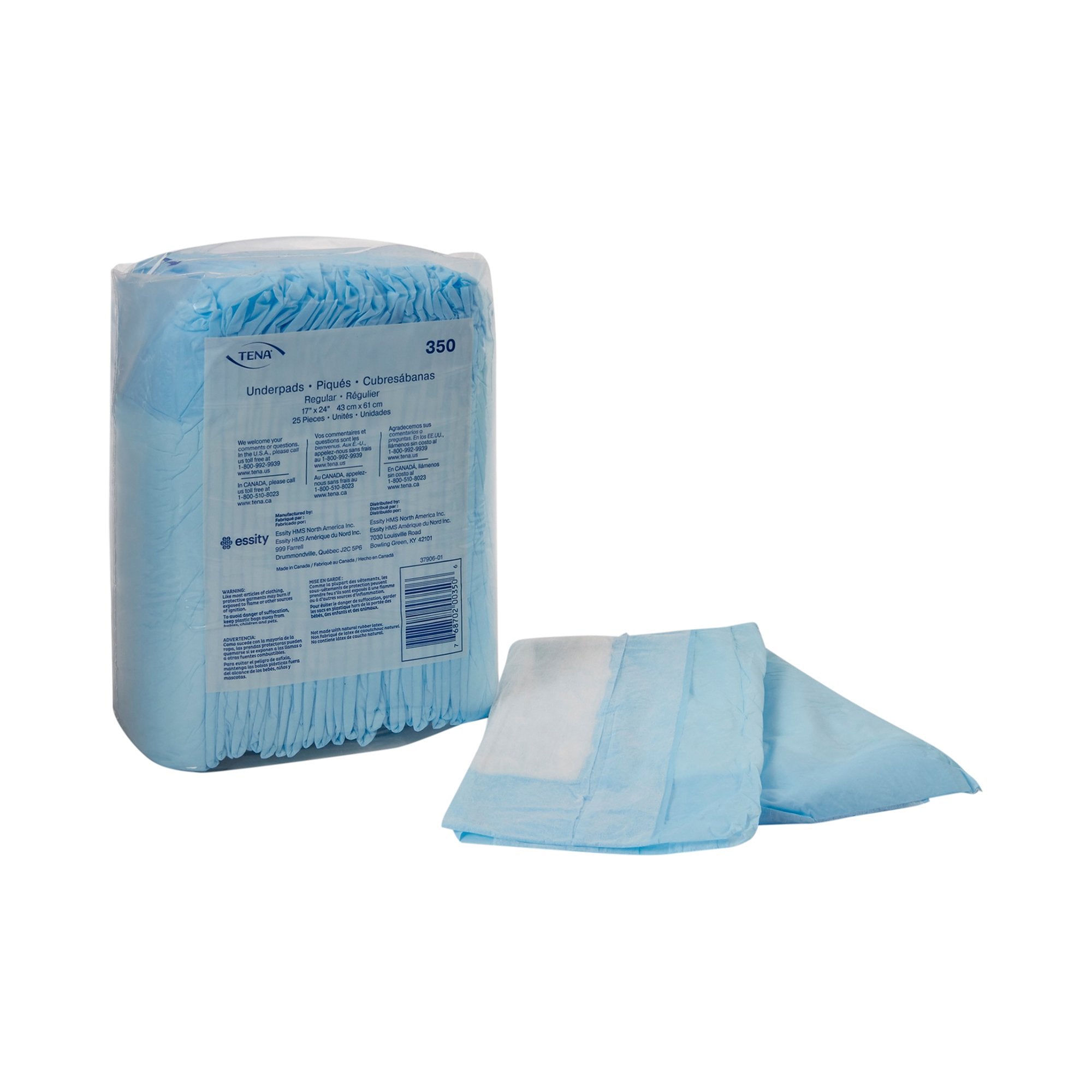 Disposable Underpad TENA Regular 17 X 24 Inch Fluff Light Absorbency