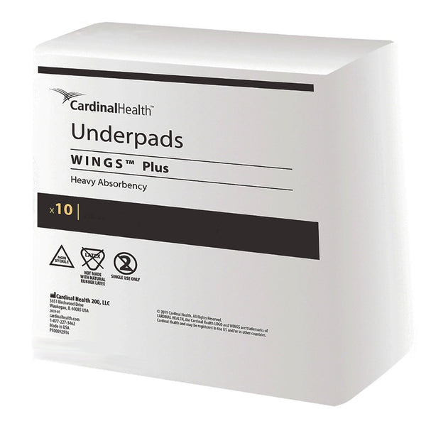 Disposable Underpad Wings Plus 30 X 30 Inch Fluff / Polymer Heavy Absorbency