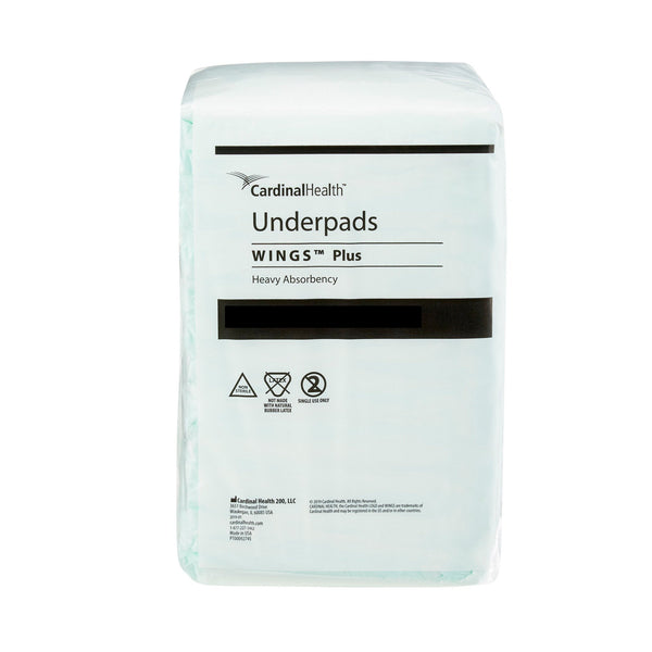 Disposable Underpad Wings Plus 36 X 36 Inch Fluff / Polymer Heavy Absorbency
