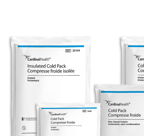 Instant Cold Pack Cardinal Health General Purpose Medium 6 X 6-1/2 Inch Plastic / Ammonium Nitrate / Water Disposable, Packaging Type- Case