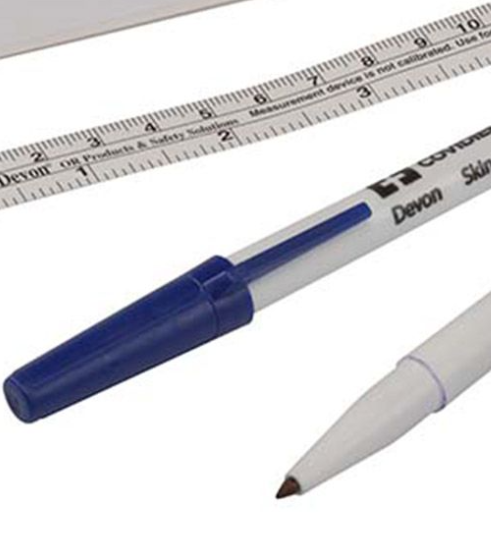 Skin Marker with Ruler Devon Gentian Violet Ink Sterile Full Size Regular Tip,Packaging Type- Box