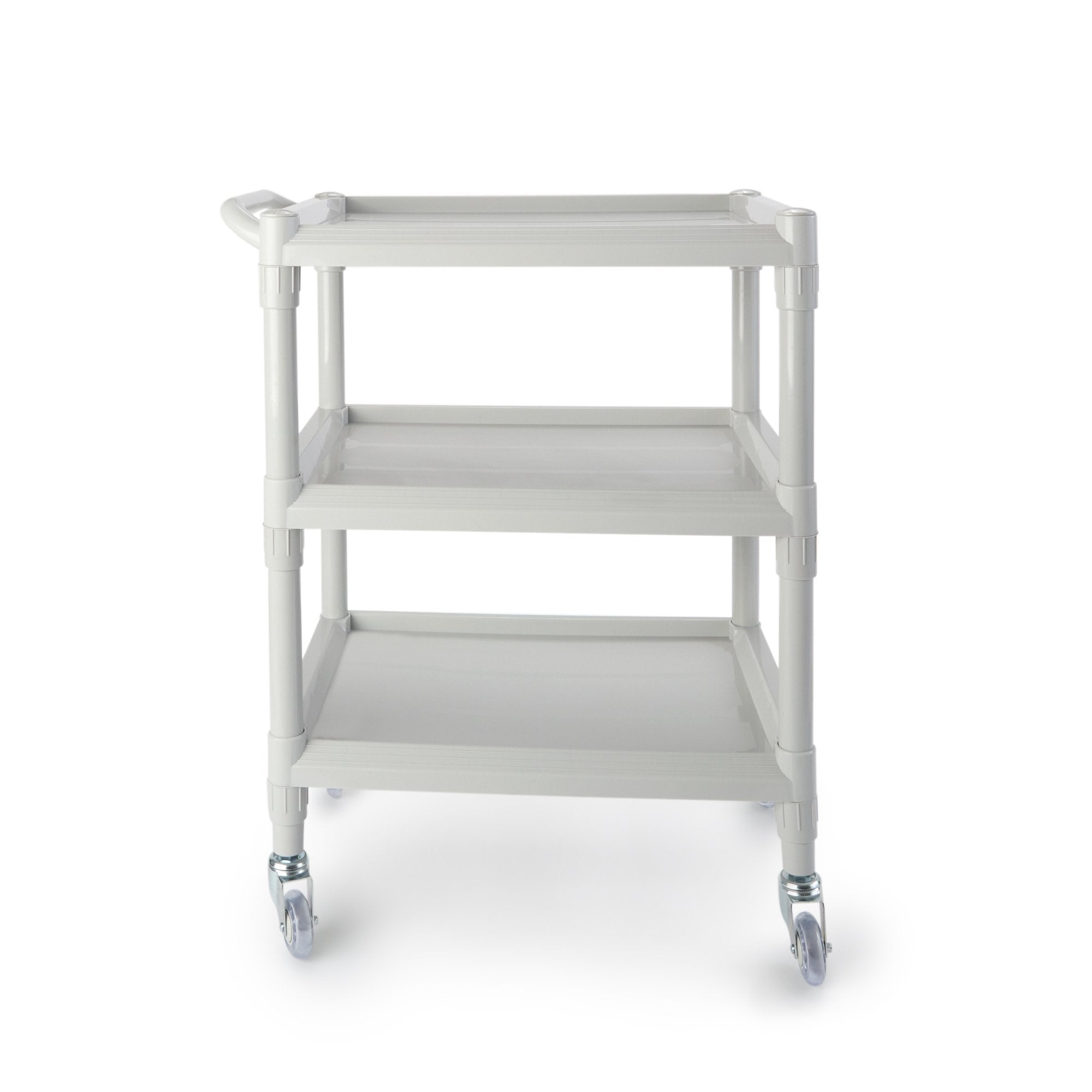 Utility Cart McKesson Plastic 17.5 X 25.25 X 35 Inch Light Gray Shelves Outside: 25-1/4 X 17-1/2 Inch, Shelves Inside Flat Space: 15.88 X 15.67 Inch, Packaging Type- Each