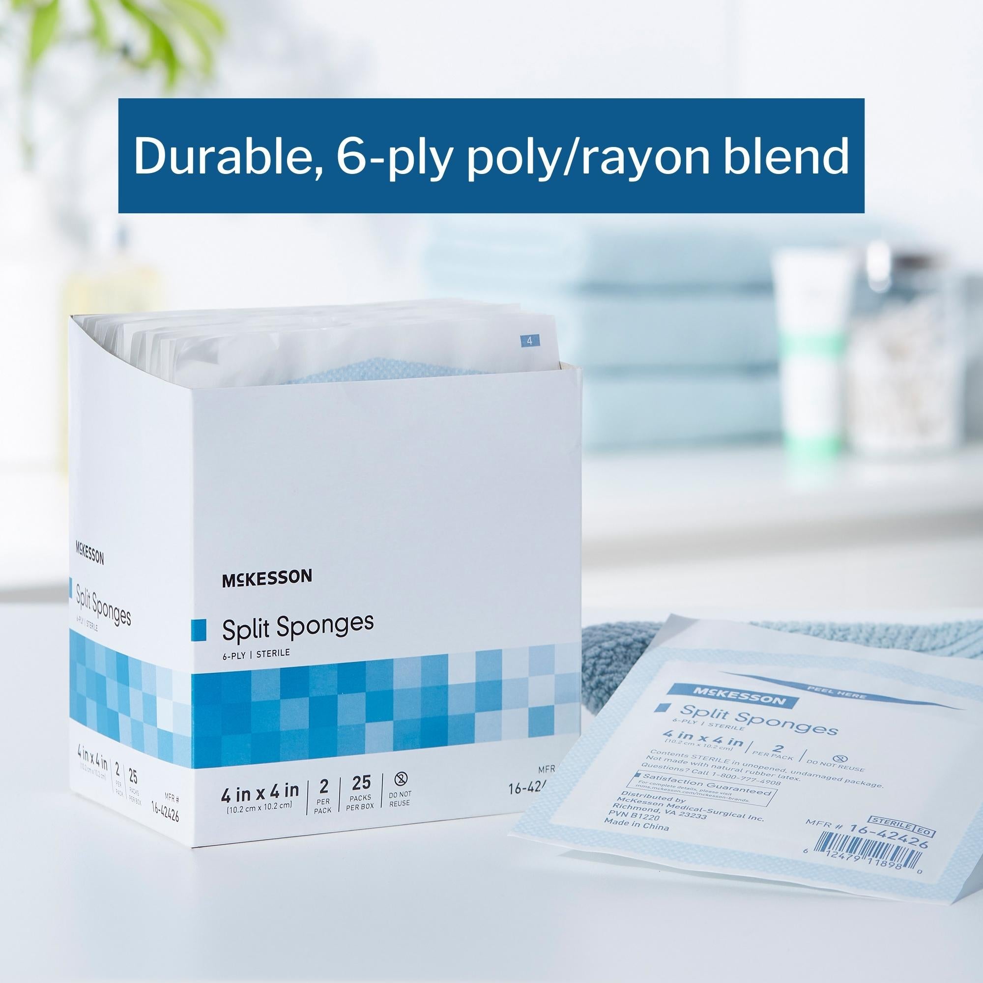 drain sponge mckesson 4 x 4 inch 6 ply sterile 2 per pack packaging type box