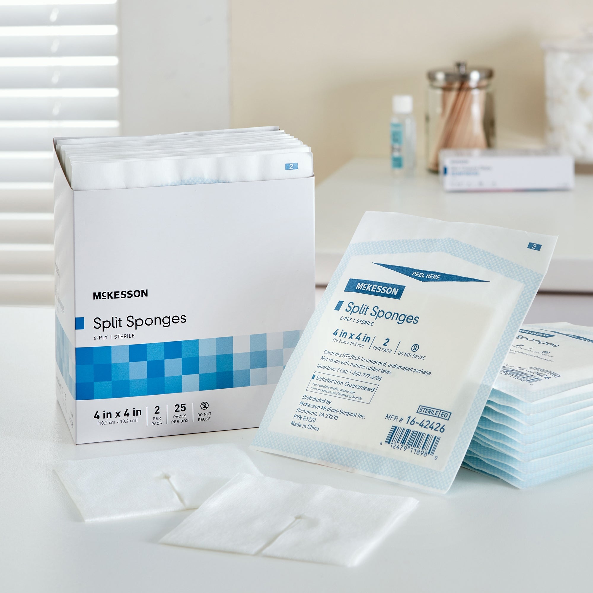 drain sponge mckesson 4 x 4 inch 6 ply sterile 2 per pack packaging type box