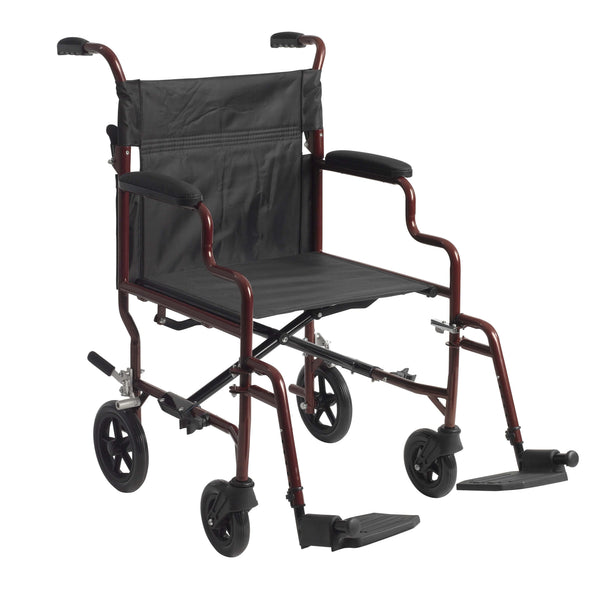 Transport Chair drive 22 Inch Seat Width Desk Length Arm Swing Away Footrest Steel Frame with Red Finish