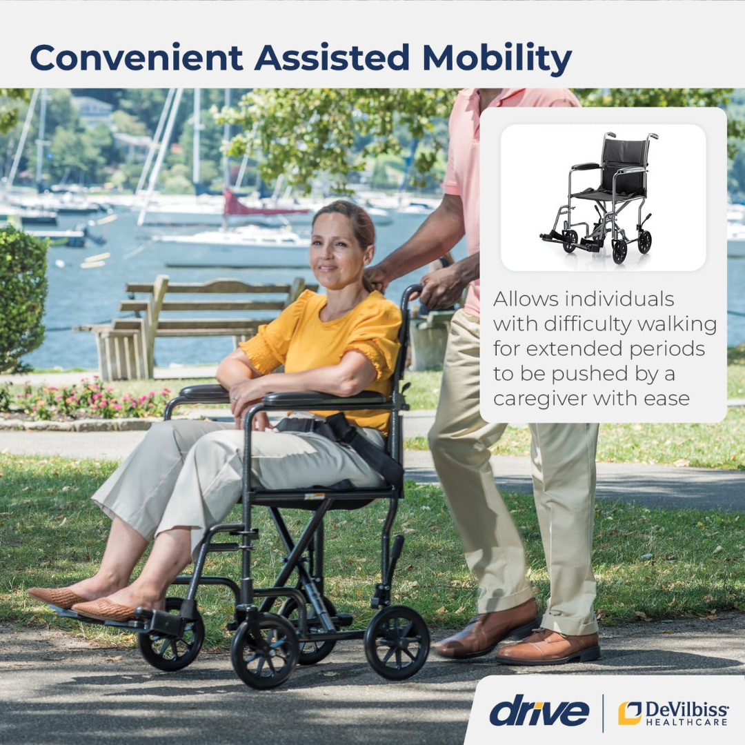 drive transfer chair with 17 inch seat and swing away footrest