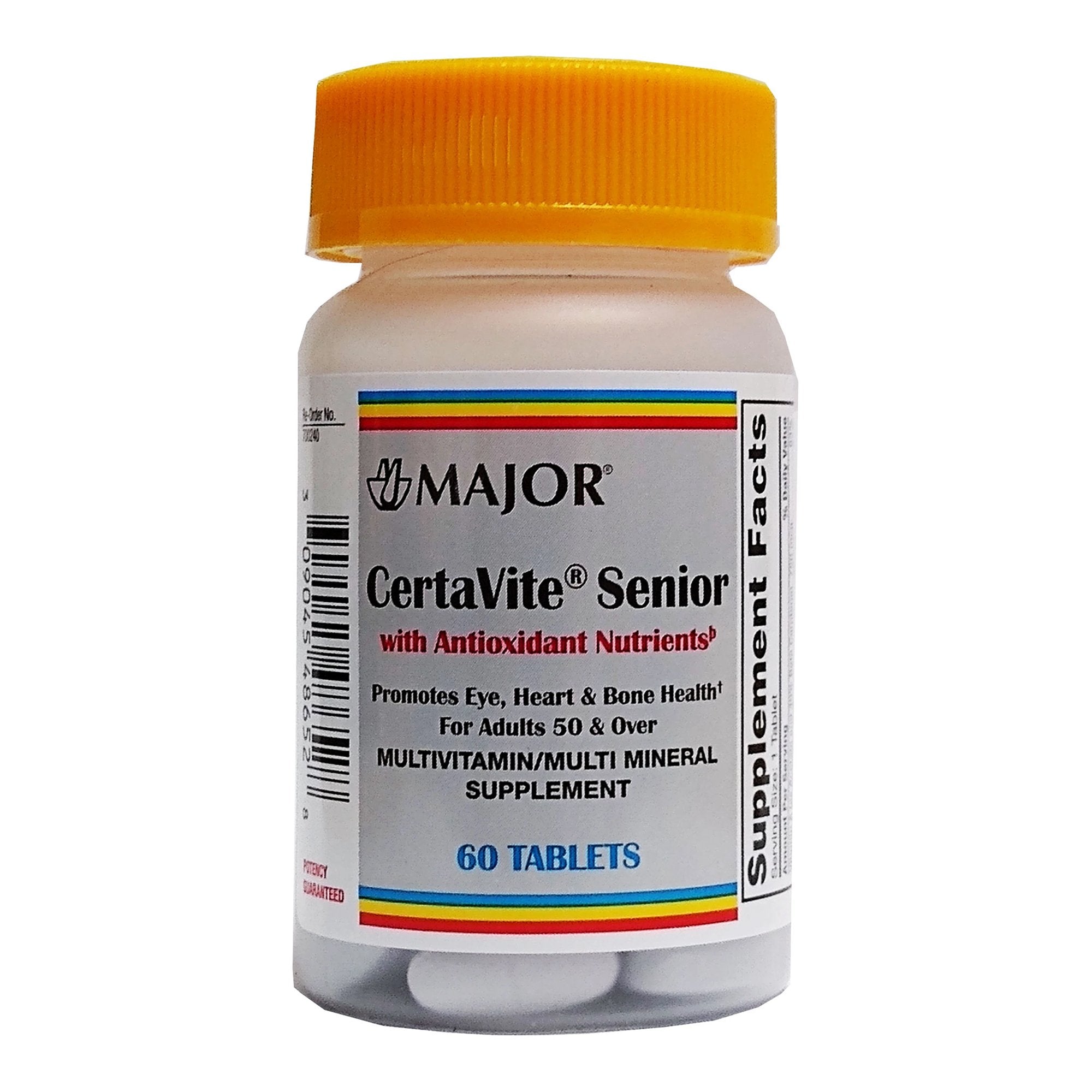 Multivitamin Supplement CertaVite® Senior Vitamin A / Ascorbic Acid / Calcium 2,500 IU - 220 mg - 60 mg Strength Tablet 60 per bottle