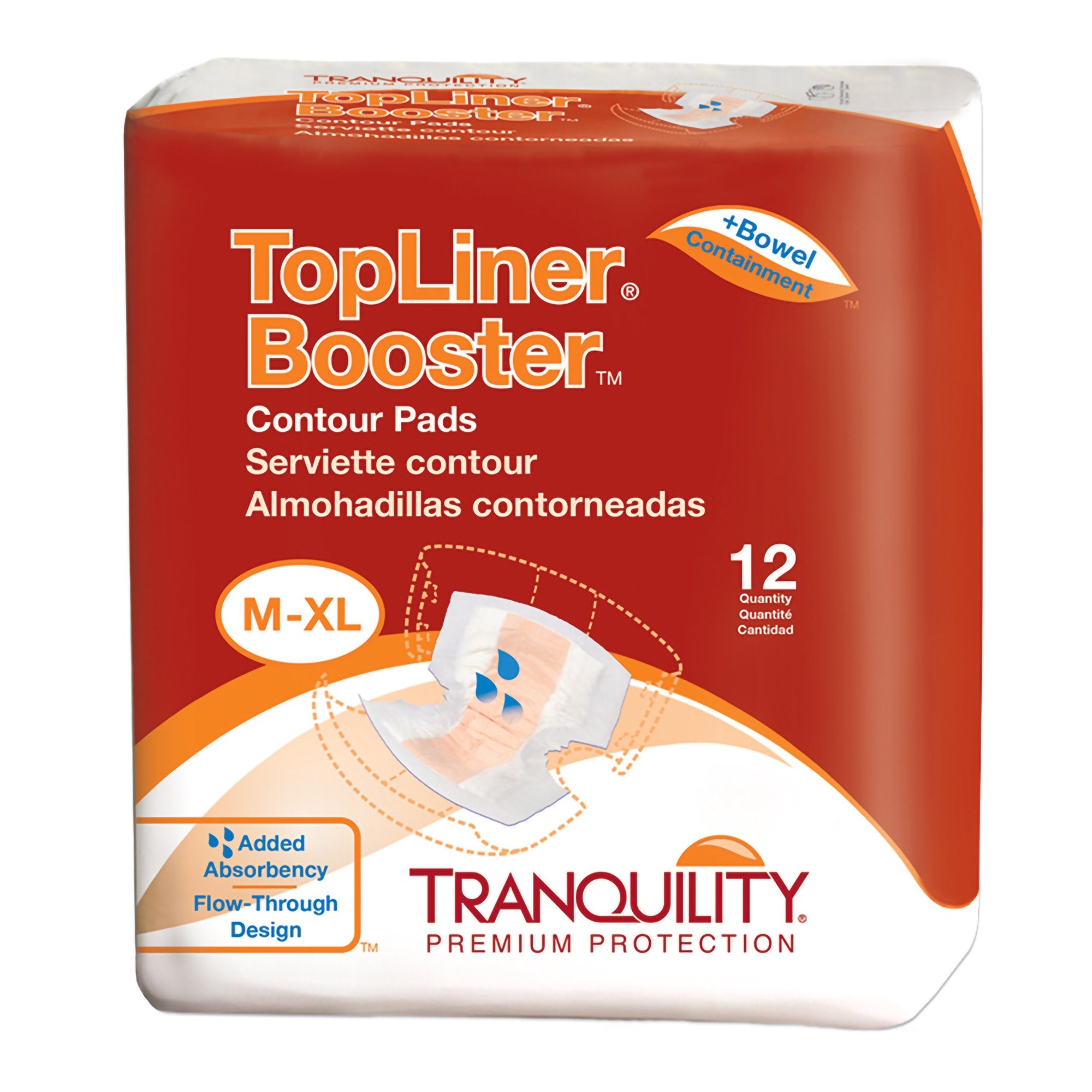 Booster Pad Tranquility Top Liner Contour 13-1/2 X 21-1/2 Inch Heavy Absorbency Super Absorbent Core One Size Fits Most, Packaging Type- Case