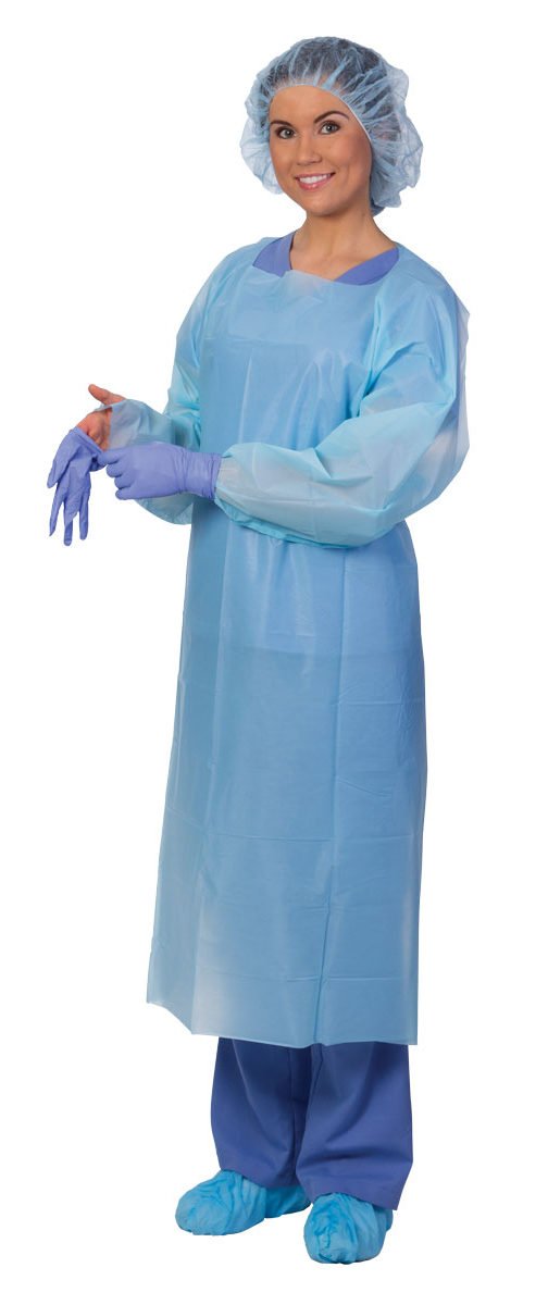 Protective Procedure Gown Premier Pro One Size Fits Most Blue NonSterile Not Rated Disposable, Packaging Type- Box