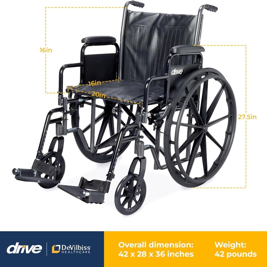 Wheelchair 16  Dual Axle Detachable Full Arms  Elr's