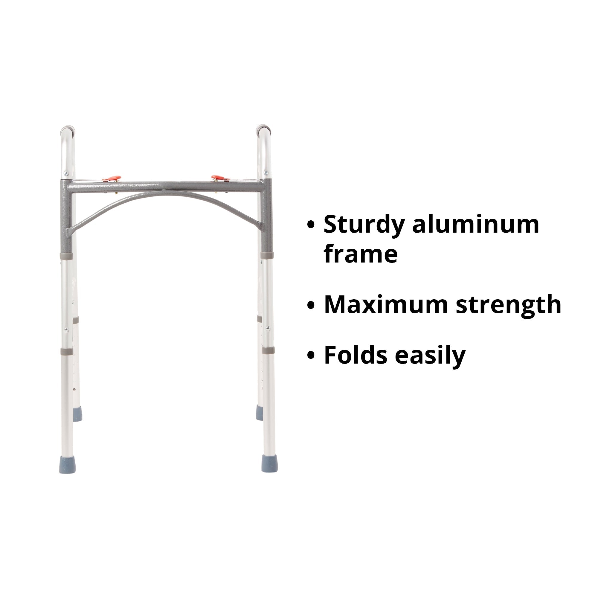 dual release folding walker adjustable height mckesson aluminum frame 350 lbs weight capacity 32 to 39 inch height packaging type case