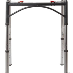 dual release folding walker with wheels adjustable height mckesson steel frame
