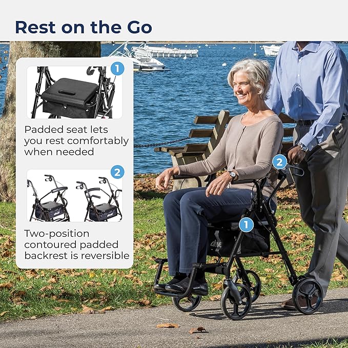 duet rollator transport chair black