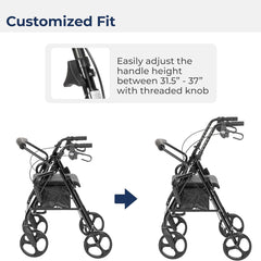 duet rollator transport chair black