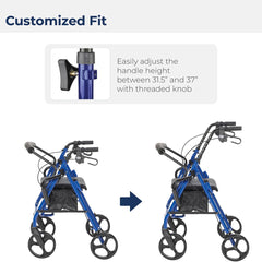 Drive Medical Aluminium Rollator For Seniors and Elders, Wheel size