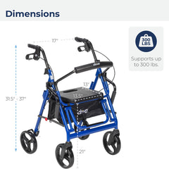 Drive Medical Aluminium Rollator For Seniors and Elders, Wheel size