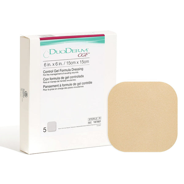 Hydrocolloid Dressing DuoDERM CGF Foam Backing 6 X 6 Inch Square Hydrocolloid