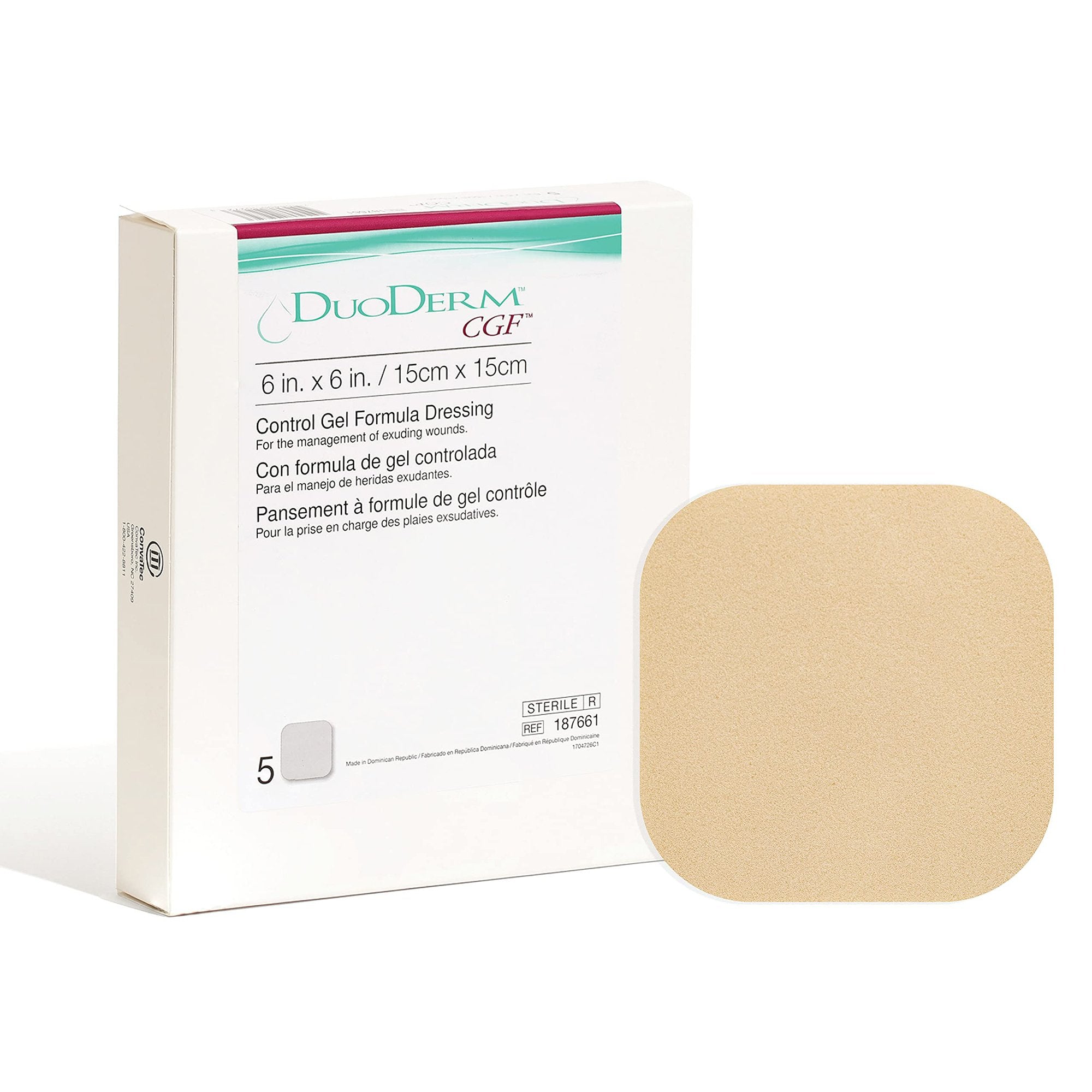 Hydrocolloid Dressing DuoDERM CGF Foam Backing 6 X 6 Inch Square Hydrocolloid