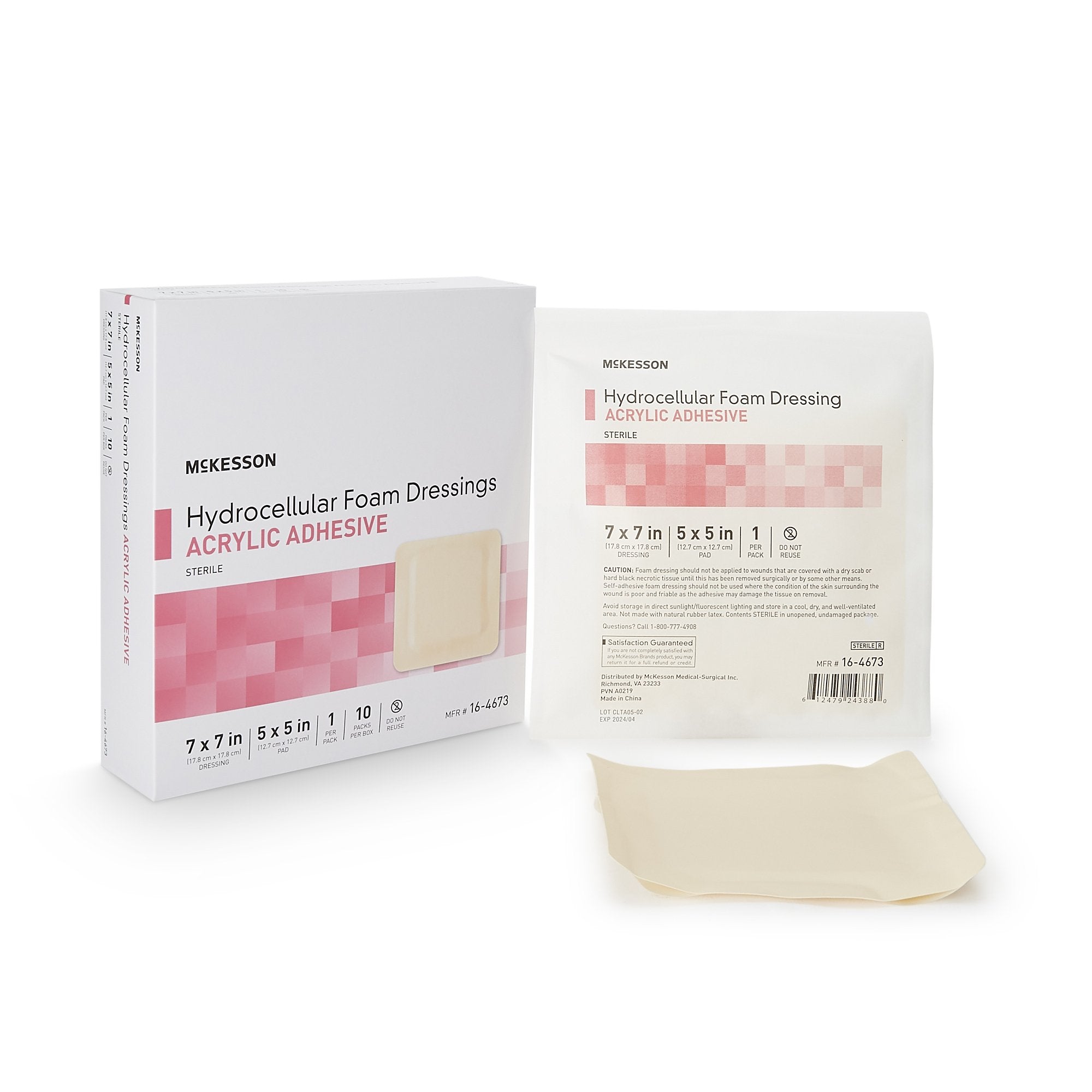 Foam Dressing McKesson 7 X 7 Inch With Border Film Backing Acrylic Adhesive Square Sterile