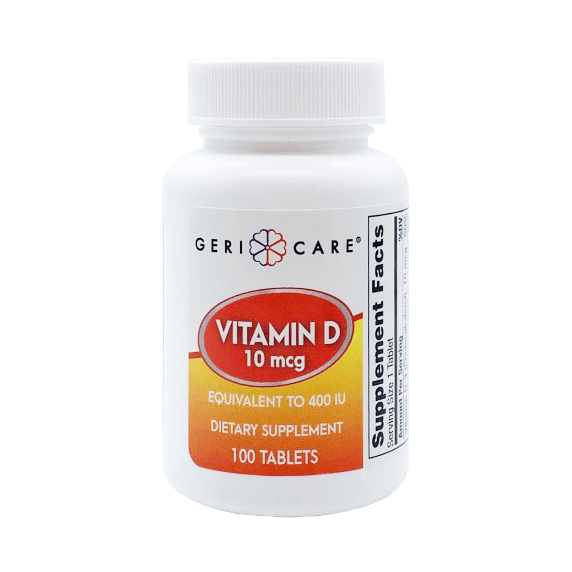 Vitamin Supplement Geri Care® Vitamin D3 400 IU Strength Tablet 100 per Bottle