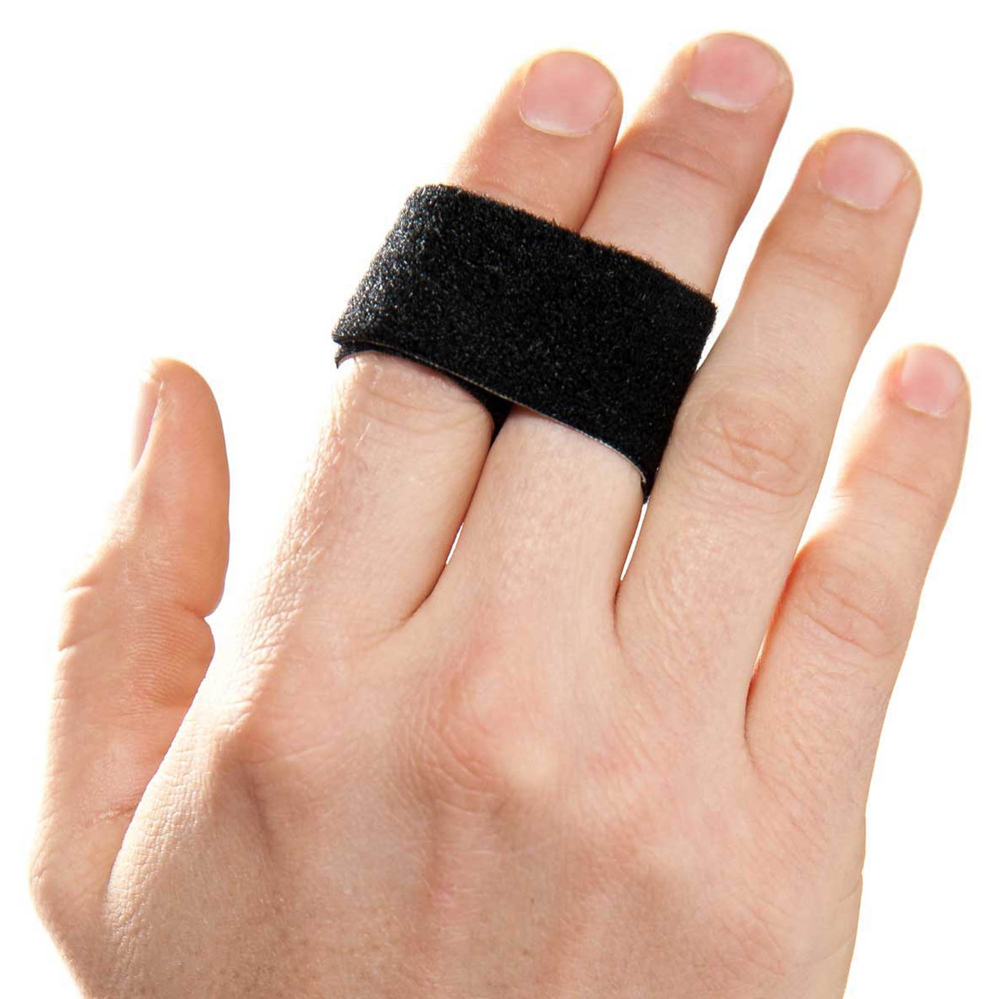 Finger Wrap Splint 3pp Buddy Loops Adult One Size Fits Most Hook and Loop Strap Closure Left or Right Hand Black