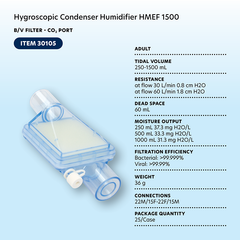 dynarex 30106 hygroscopic condenser humidifier hmef 1500 bv filter co2