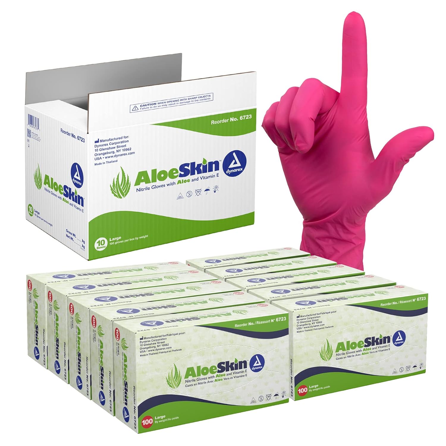 dynarex aloeskin nitrile exam gloves with aloe powder free