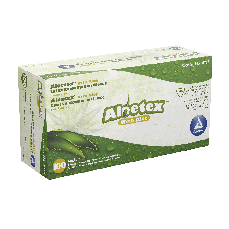 dynarex aloetex latex exam gloves with aloe powder free