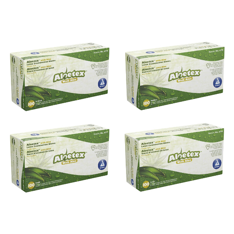 dynarex aloetex latex exam gloves with aloe powder free