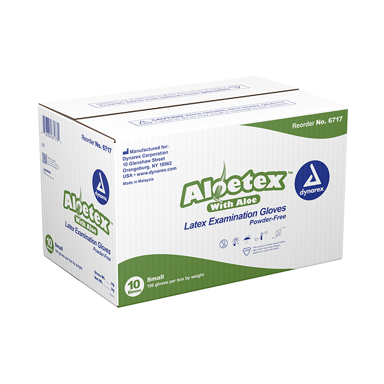 dynarex aloetex latex exam gloves with aloe powder free