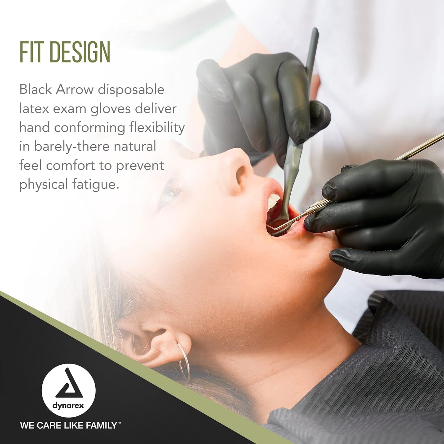 dynarex black arrow latex exam gloves powder free