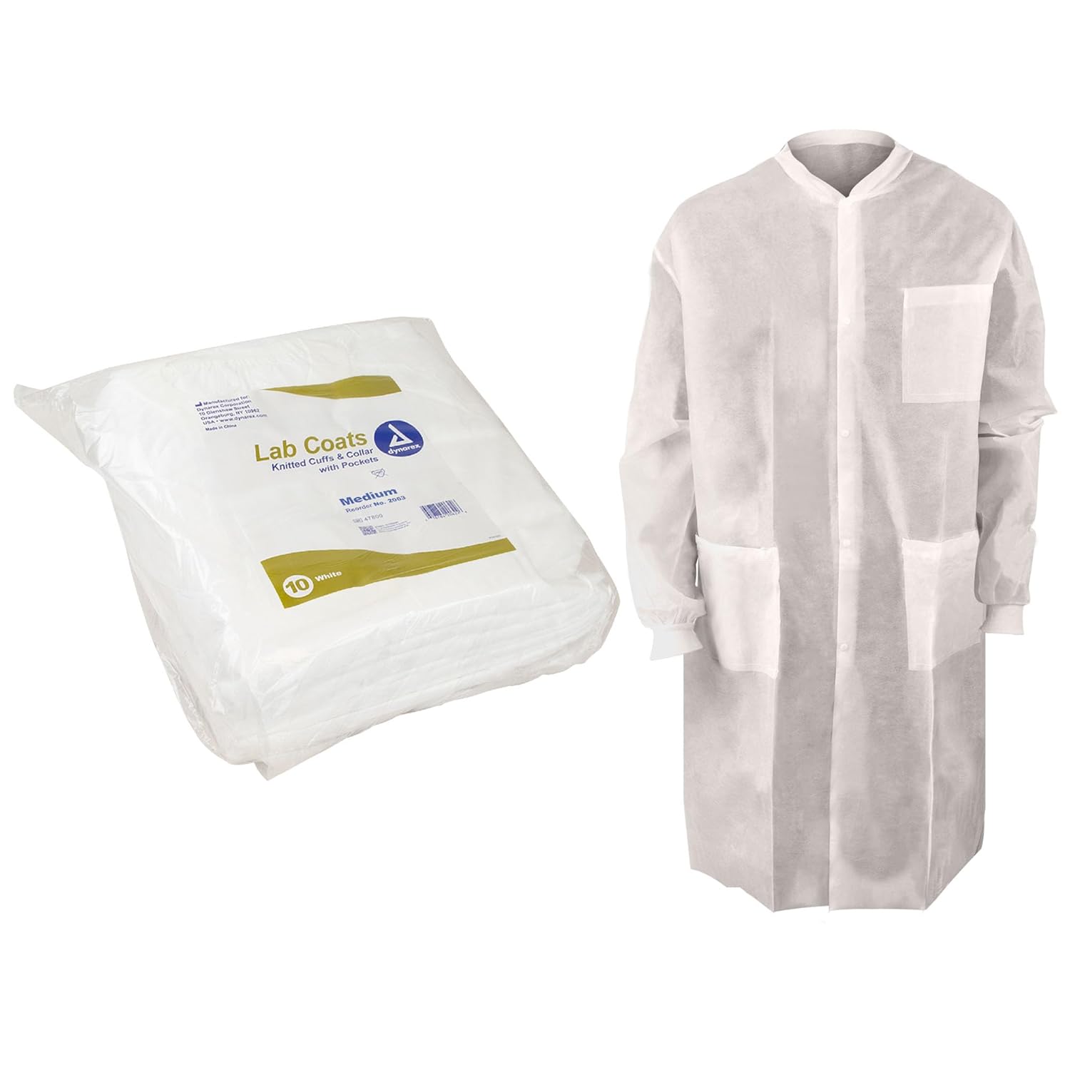 dynarex disposable lab coats with pockets